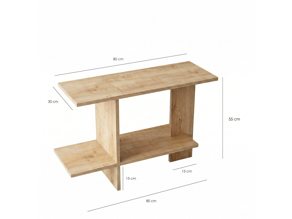 Houten bijzettafel "Essenziale" - 80 x 30 x 55 cm - Saphir-eik