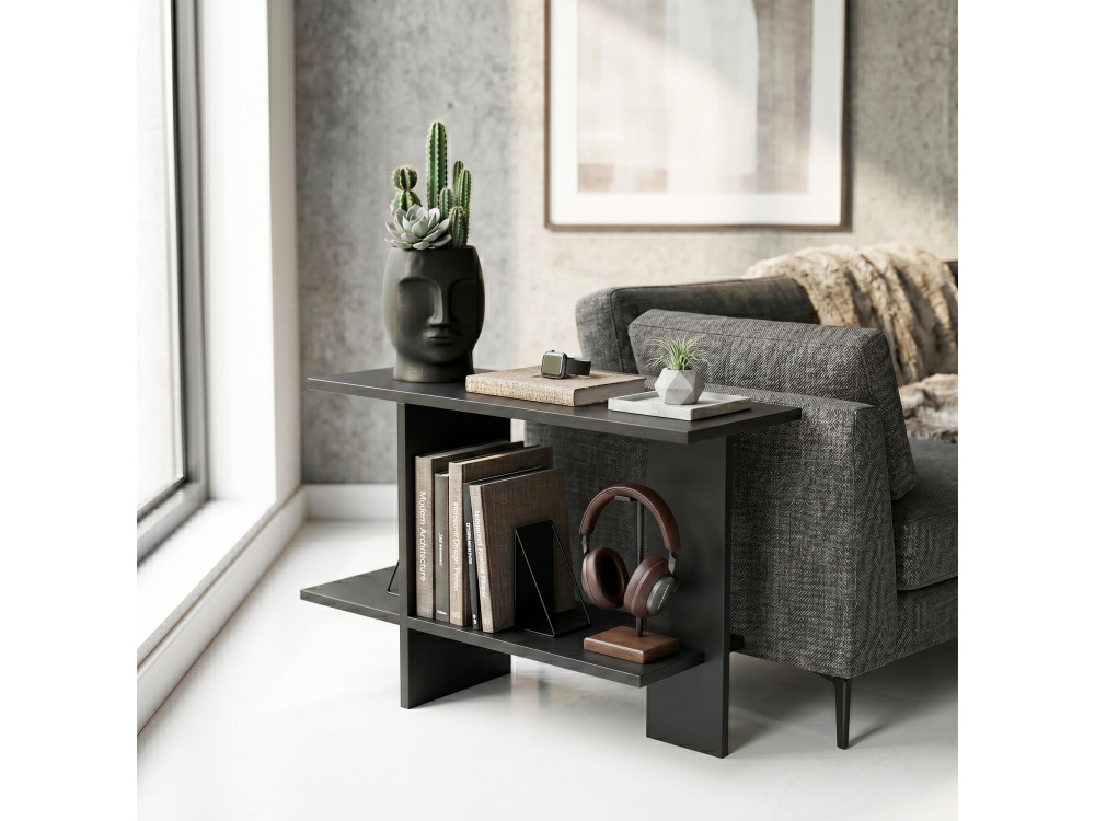 Houten bijzettafel "Essenziale" - 80 x 30 x 55 cm - Zwart