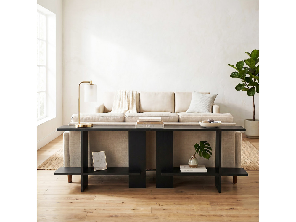 Houten bijzettafel "Essenziale" - 80 x 30 x 55 cm - Zwart