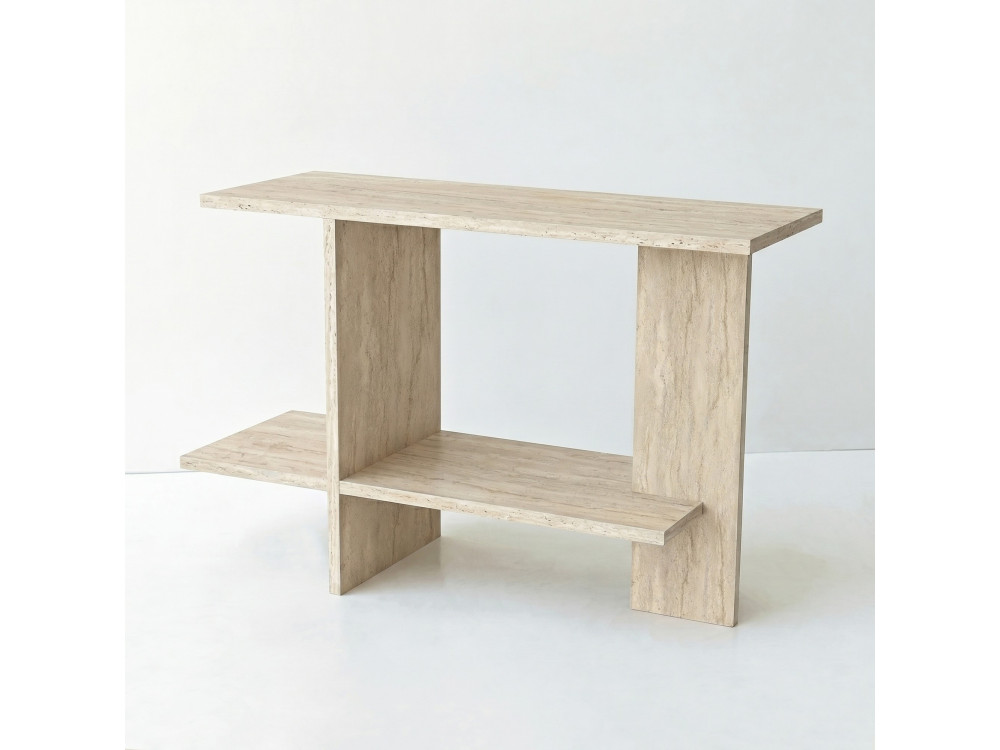 Houten bijzettafel "Essenziale" - 80 x 30 x 55 cm - Travertijn