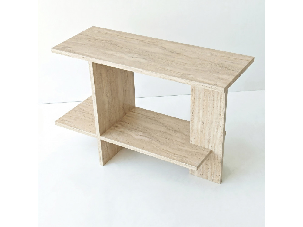 Houten bijzettafel "Essenziale" - 80 x 30 x 55 cm - Travertijn