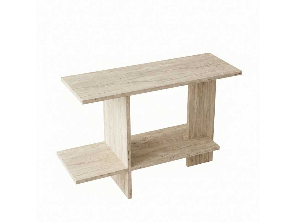 Houten bijzettafel "Essenziale" - 80 x 30 x 55 cm - Travertijn