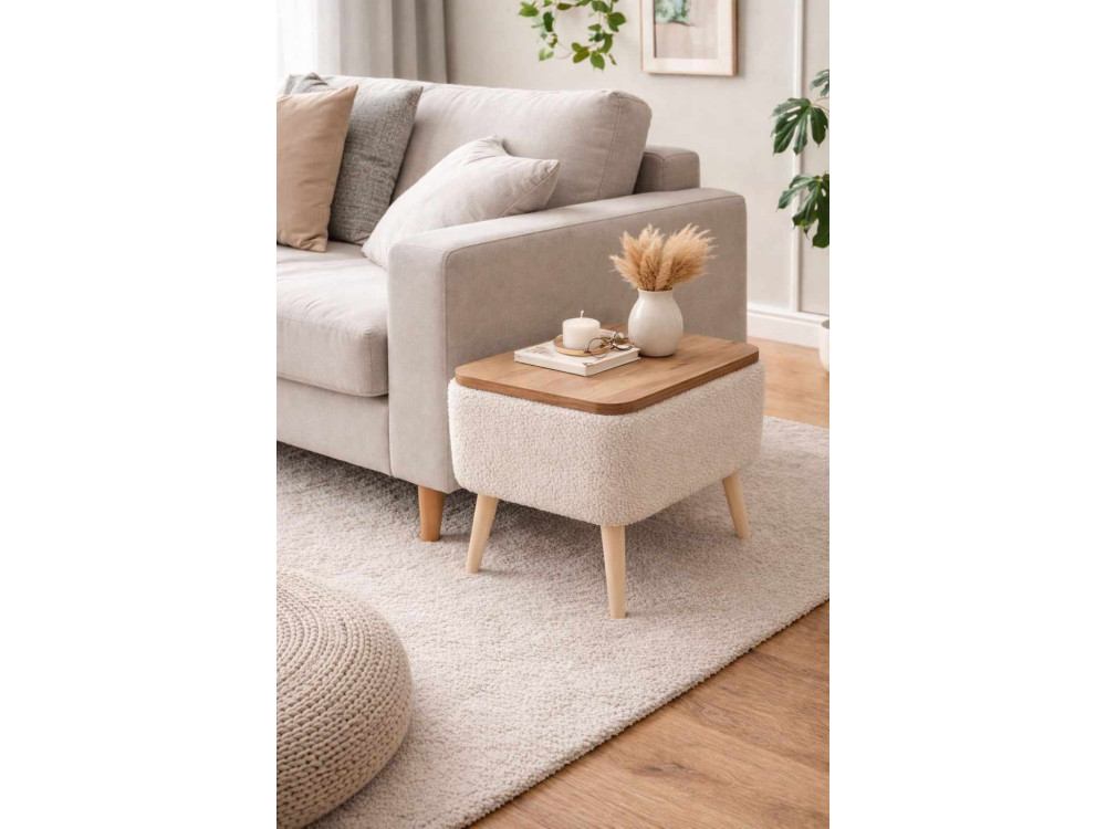 Houten bijzettafel "Nora" - 60 x 30 x 45 cm - Beige