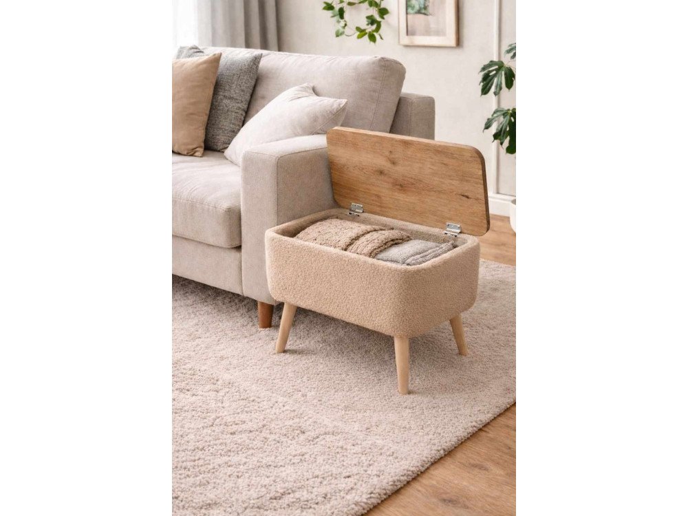 Houten bijzettafel "Nora" - 60 x 30 x 45 cm - Beige