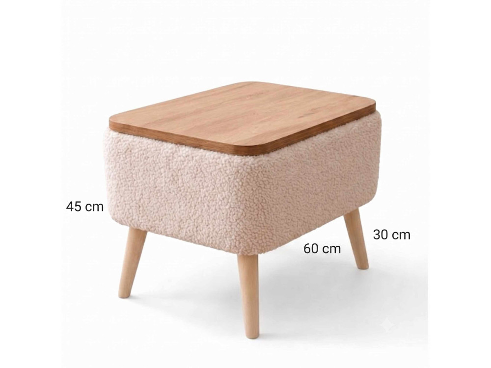 Houten bijzettafel "Nora" - 60 x 30 x 45 cm - Beige