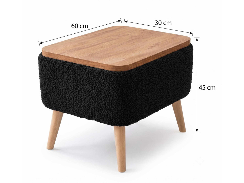 Houten bijzettafel "Nora" - 60 x 30 x 45 cm - Zwart
