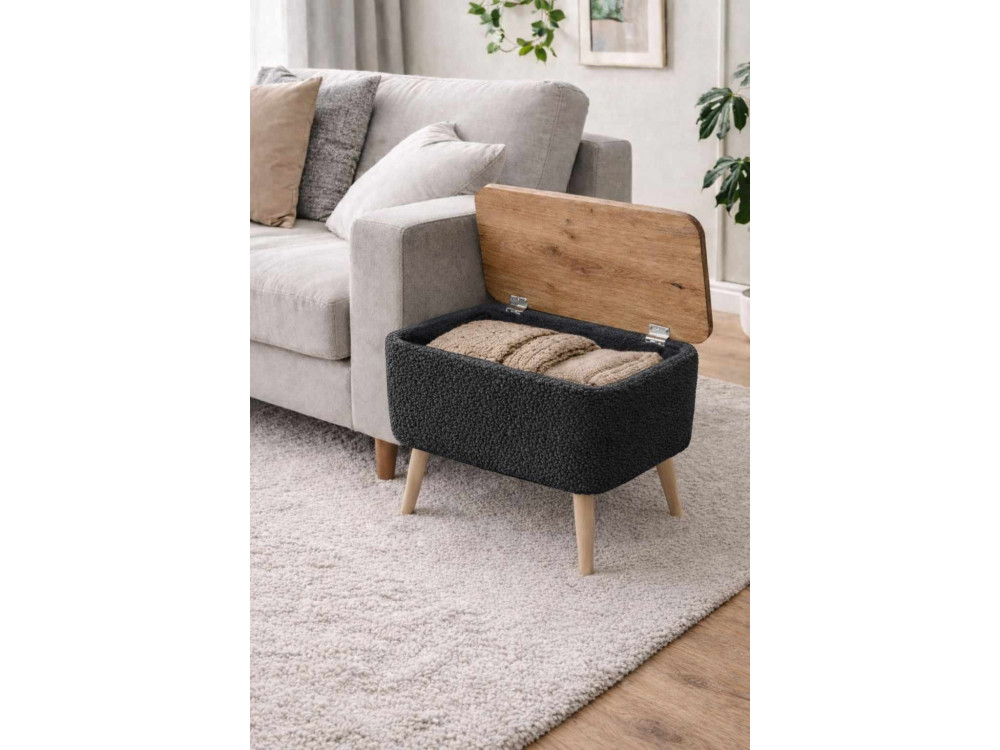 Houten bijzettafeltje "Nora" - 60 x 30 x 45 cm - Antraciet