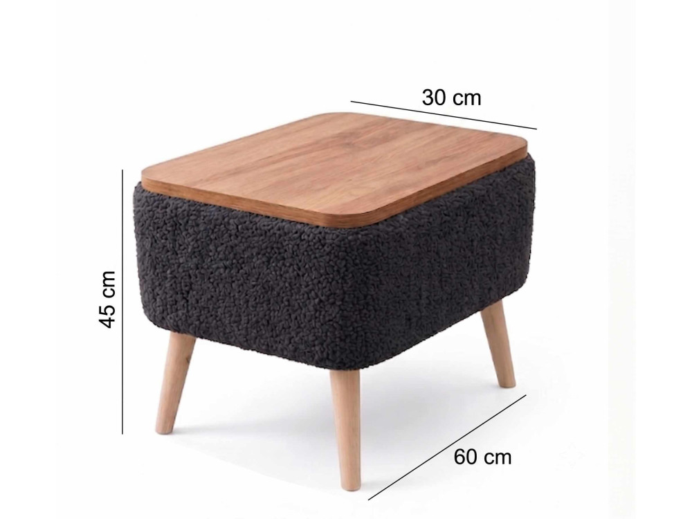 Houten bijzettafeltje "Nora" - 60 x 30 x 45 cm - Antraciet
