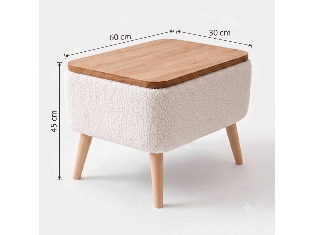 Houten bijzettafel "Nora" - 60 x 30 x 45 cm - Wit