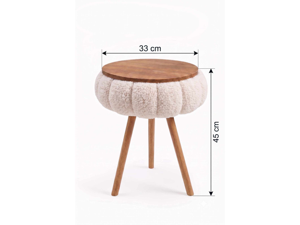 Houten bijzettafeltje "Papatya Zgn" - 33 x 45 cm - Wit