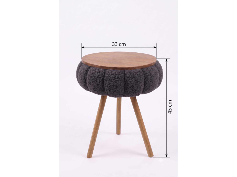 Houten bijzettafeltje "Papatya Zgn" - 33 x 45 cm - Antraciet