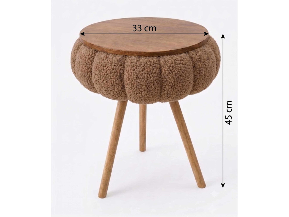 Houten bijzettafeltje "Papatya Zgn" - 33 x 45 cm - Bruin