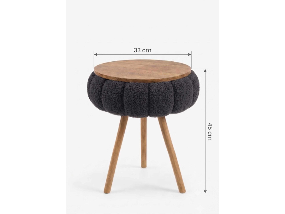 Houten bijzettafeltje "Papatya Zgn" - 33 x 45 cm - Zwart
