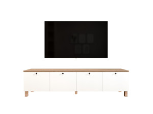 Houten tv-meubel "Nord" - 180 x 34 x 45 cm - Wit / Eiken