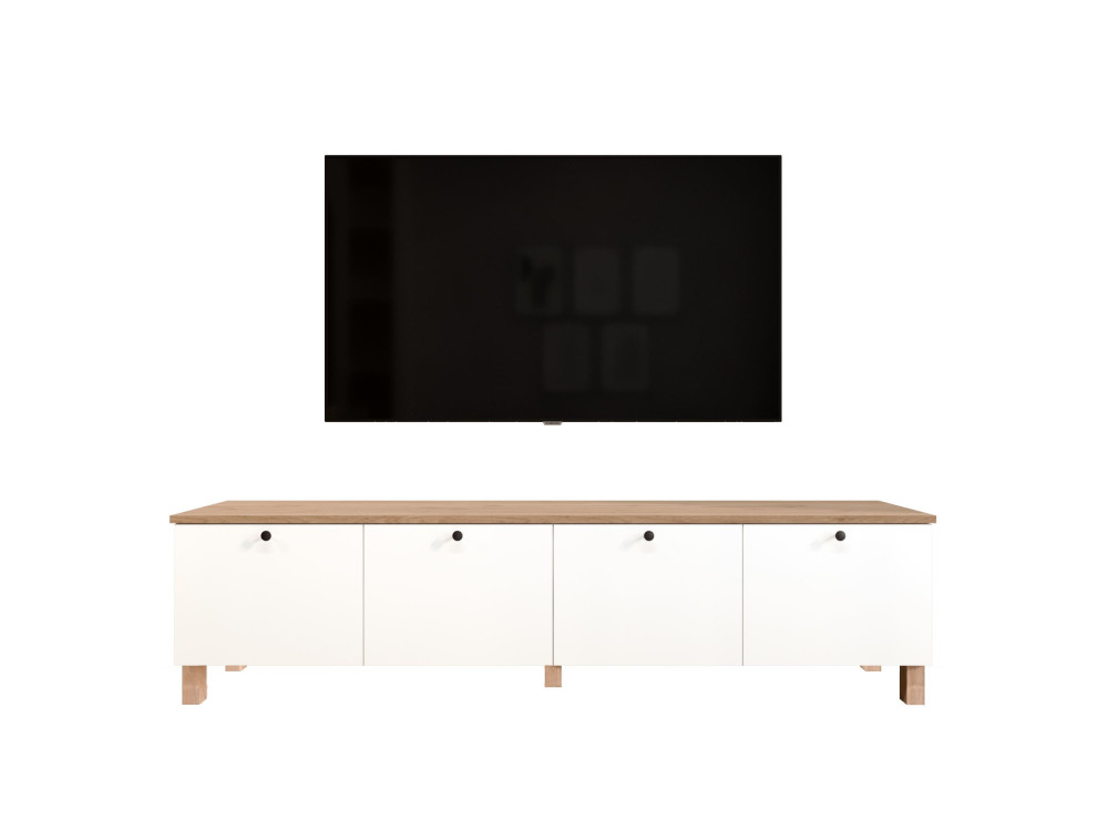Houten tv-meubel "Nord" - 180 x 34 x 45 cm - Wit / Eiken