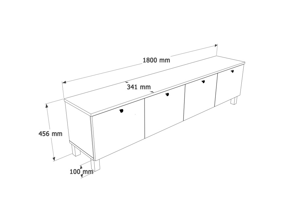 Houten tv-meubel "Nord" - 180 x 34 x 45 cm - Wit / Eiken