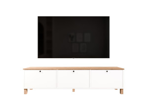 Houten tv-meubel "Nord" - 180 x 32 x 45 cm - Wit / Eiken