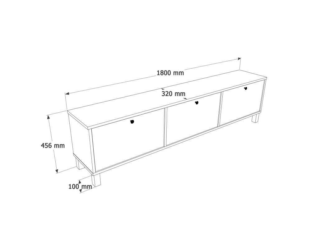 Houten tv-meubel "Nord" - 180 x 32 x 45 cm - Wit / Eiken
