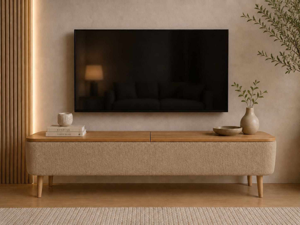Houten tv-meubel "Sarven" - 120 x 30 x 45 cm - Beige