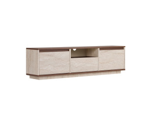 Houten tv-meubel "Sentinel" - 160 x 30 x 42 cm - Travertijn / Milano-notenhout