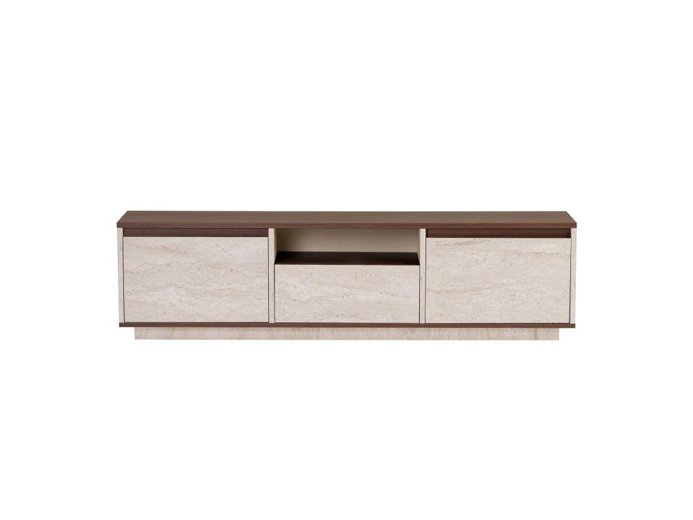 Houten tv-meubel "Sentinel" - 160 x 30 x 42 cm - Travertijn / Milano-notenhout