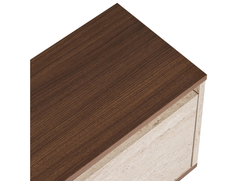 Houten tv-meubel "Sentinel" - 160 x 30 x 42 cm - Travertijn / Milano-notenhout