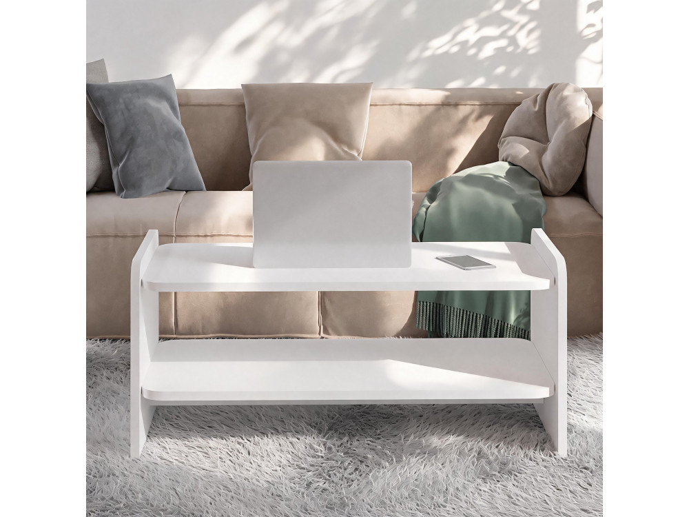 Houten salontafel "Amon" - 90 x 45 x 40 cm - Wit