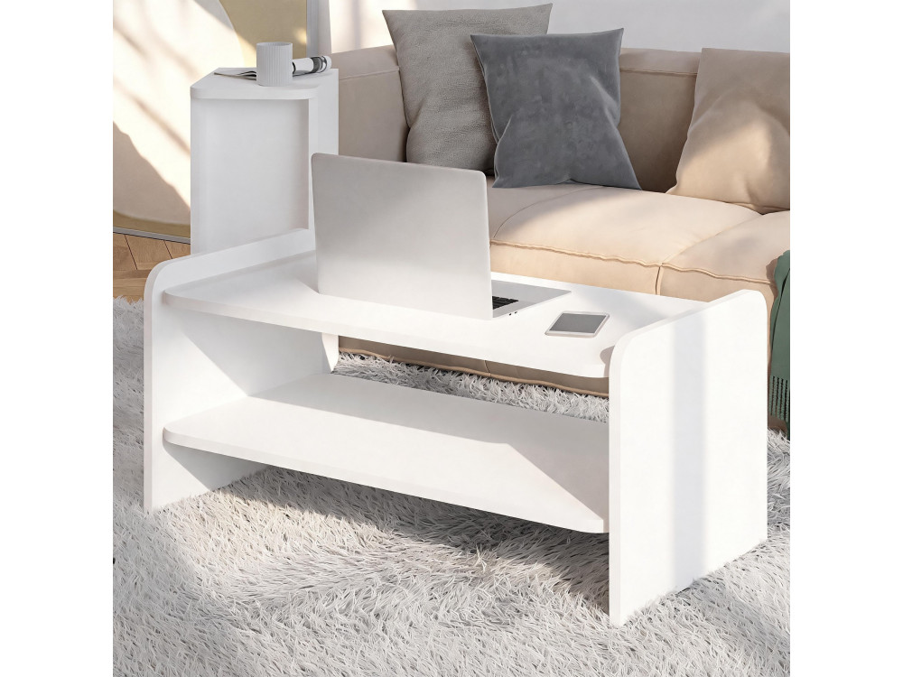 Houten salontafel "Amon" - 90 x 45 x 40 cm - Wit