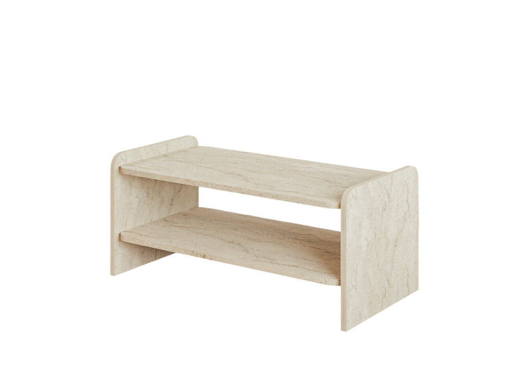 Houten salontafel "Amon" - 89,8 x 39,8 x 44,8 cm - Travertijn