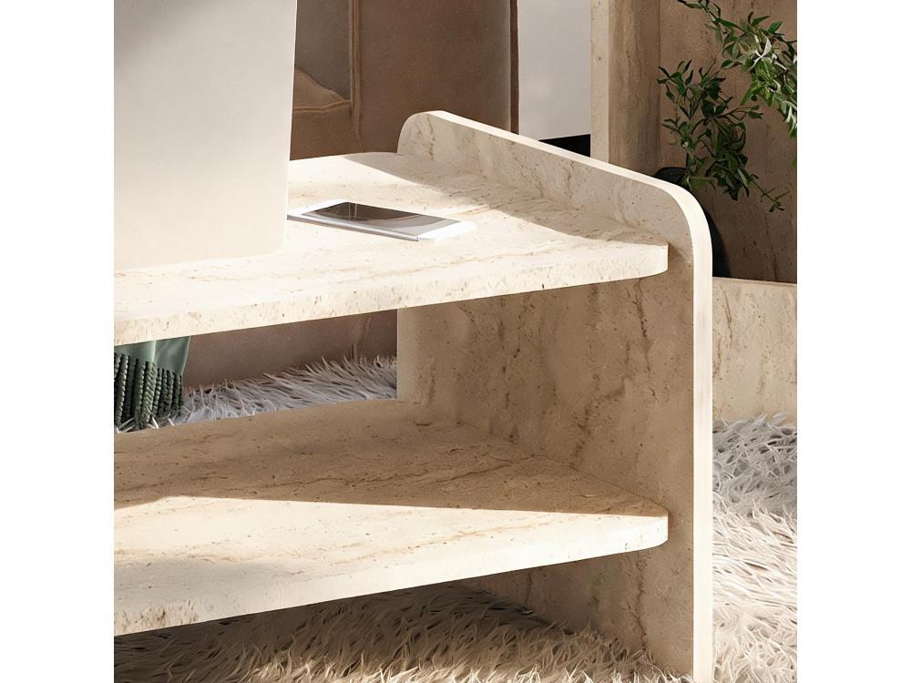Houten salontafel "Amon" - 89,8 x 39,8 x 44,8 cm - Travertijn