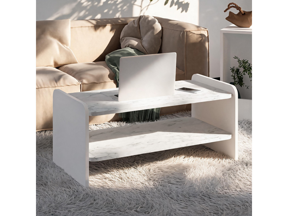 Houten salontafel "Amon" - 90 x 45 x 40 cm - Wit