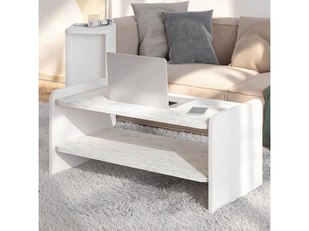 Houten salontafel "Amon" - 90 x 45 x 40 cm - Wit