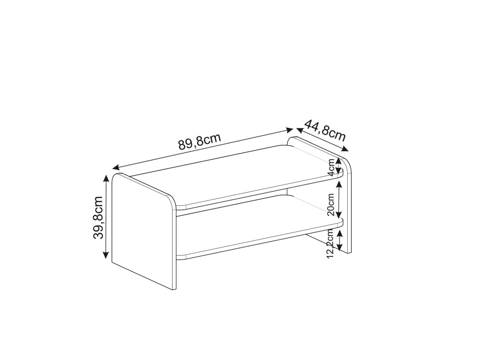 Houten salontafel "Amon" - 90 x 45 x 40 cm - Wit