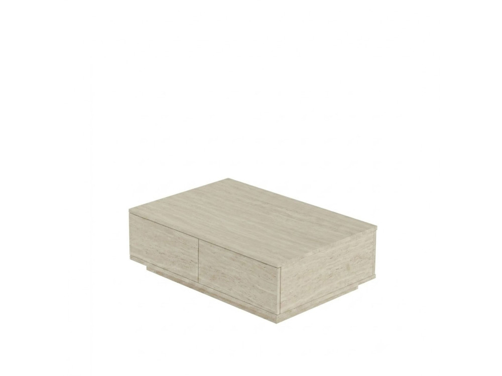 Houten salontafel "Ave14" - 90 x 60 x 28 cm - travertijn