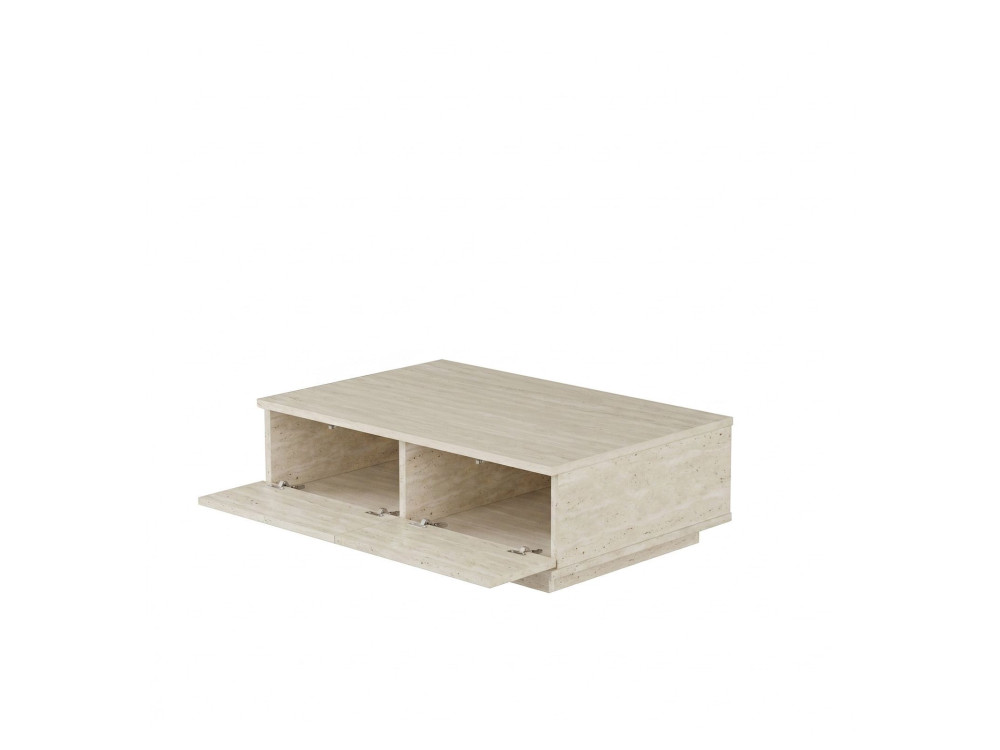 Houten salontafel "Ave14" - 90 x 60 x 28 cm - travertijn