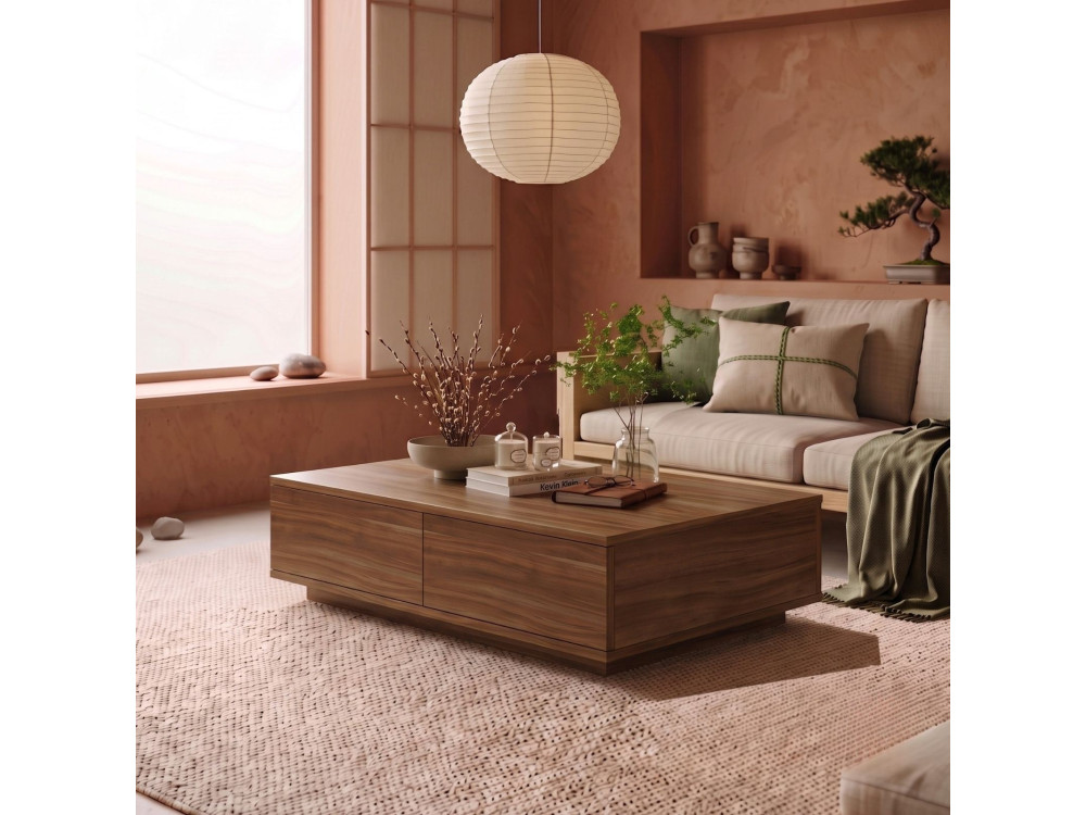 Houten salontafel "Ave14" - 90 x 28,6 x 60 cm - notenhout