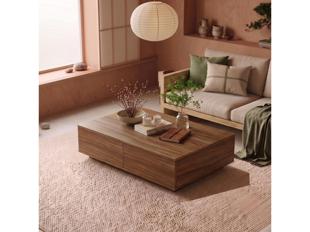 Houten salontafel "Ave14" - 90 x 28,6 x 60 cm - notenhout