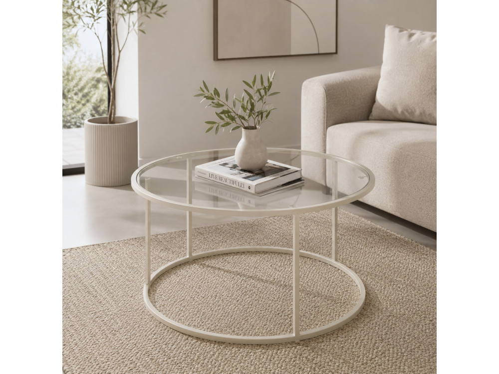 Houten salontafel "Beige-Trs-80-Nrd-Srk" - 80 x 80 x 43 cm - Beige