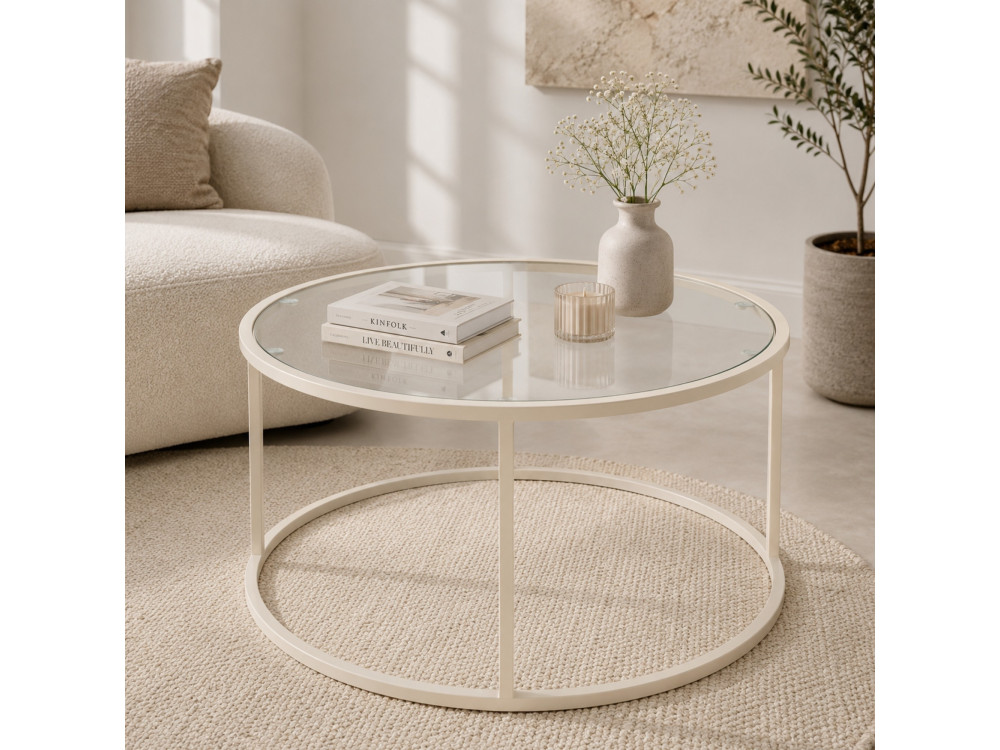 Houten salontafel "Beige-Trs-80-Nrd-Srk" - 80 x 80 x 43 cm - Beige