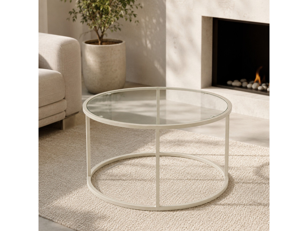 Houten salontafel "Beige-Trs-80-Nrd-Srk" - 80 x 80 x 43 cm - Beige