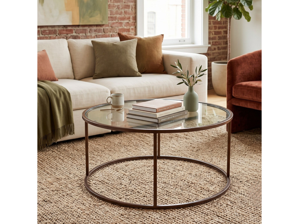 Houten salontafel "Brown-Trs-80-Nrd-Srk" - 80 x 80 x 43 cm - Bruin