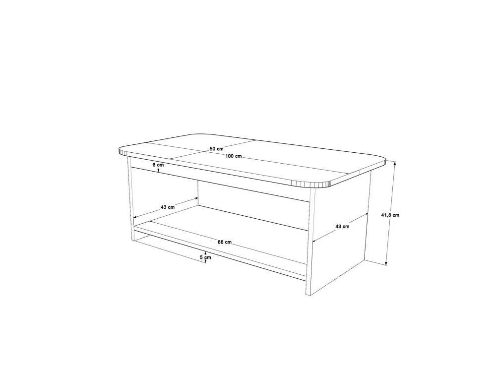 Houten salontafel "Chb1" - 100 x 50 x 42 cm - Travertijn