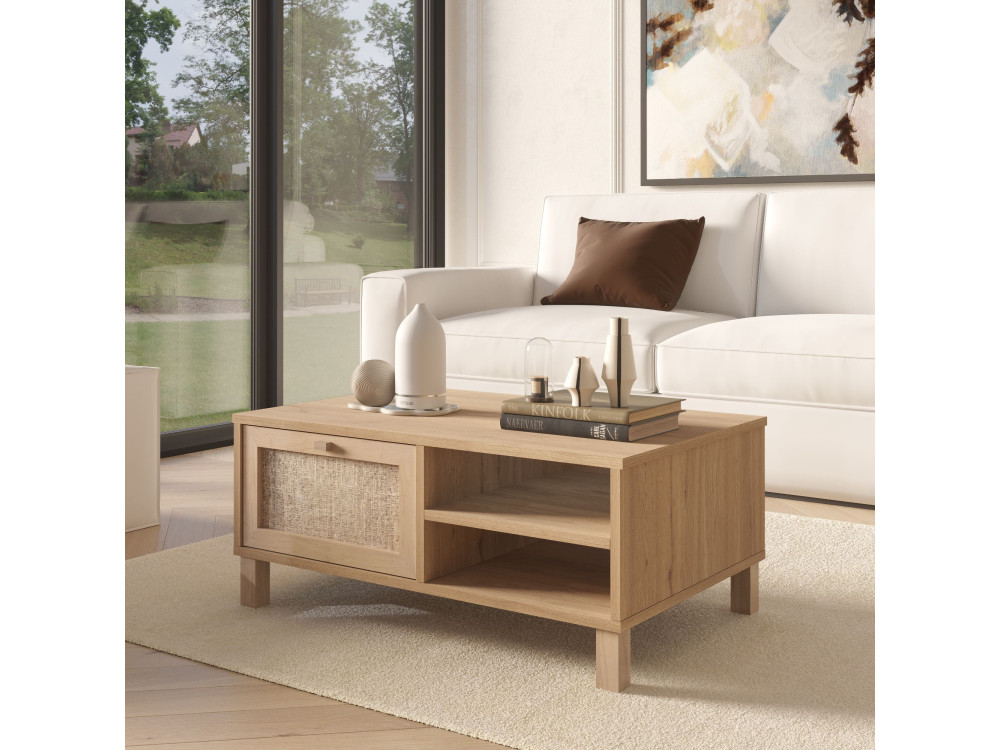 Houten salontafel "Dune" - 90 x 60 x 39 cm - Eiken