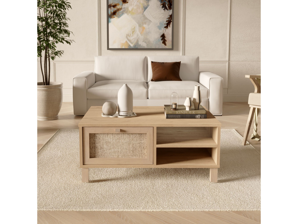 Houten salontafel "Dune" - 90 x 60 x 39 cm - Eiken