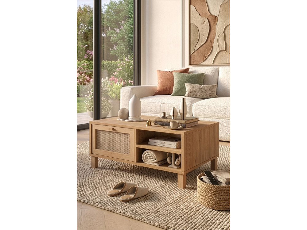 Houten salontafel "Dune" - 90 x 60 x 39 cm - Eiken