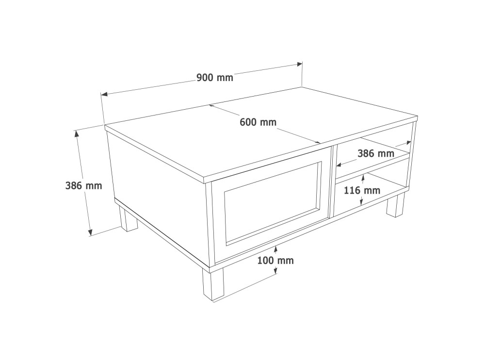 Houten salontafel "Dune" - 90 x 60 x 39 cm - Eiken