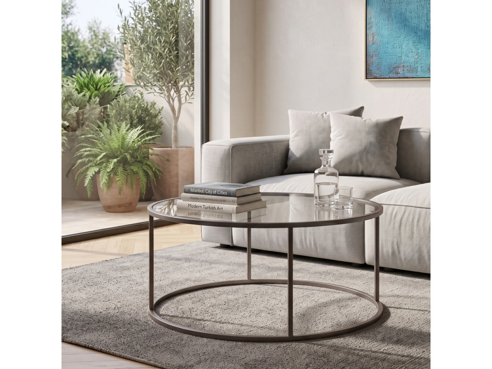 Houten salontafel "Grey-Trs-80-Nrd-Srk" - 80 x 80 x 43 cm - Grijs