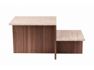 Houten salontafel „Harmony“ – 80 x 40 x 40 cm – travertijn