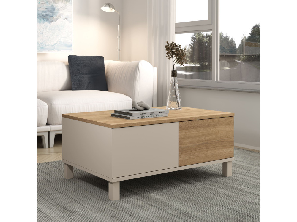 Houten salontafel „Mood“ - 90 x 60 x 40 cm - Zandkleur