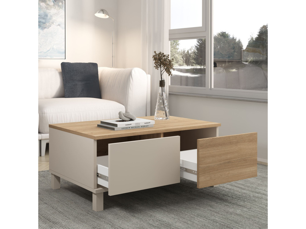Houten salontafel „Mood“ - 90 x 60 x 40 cm - Zandkleur
